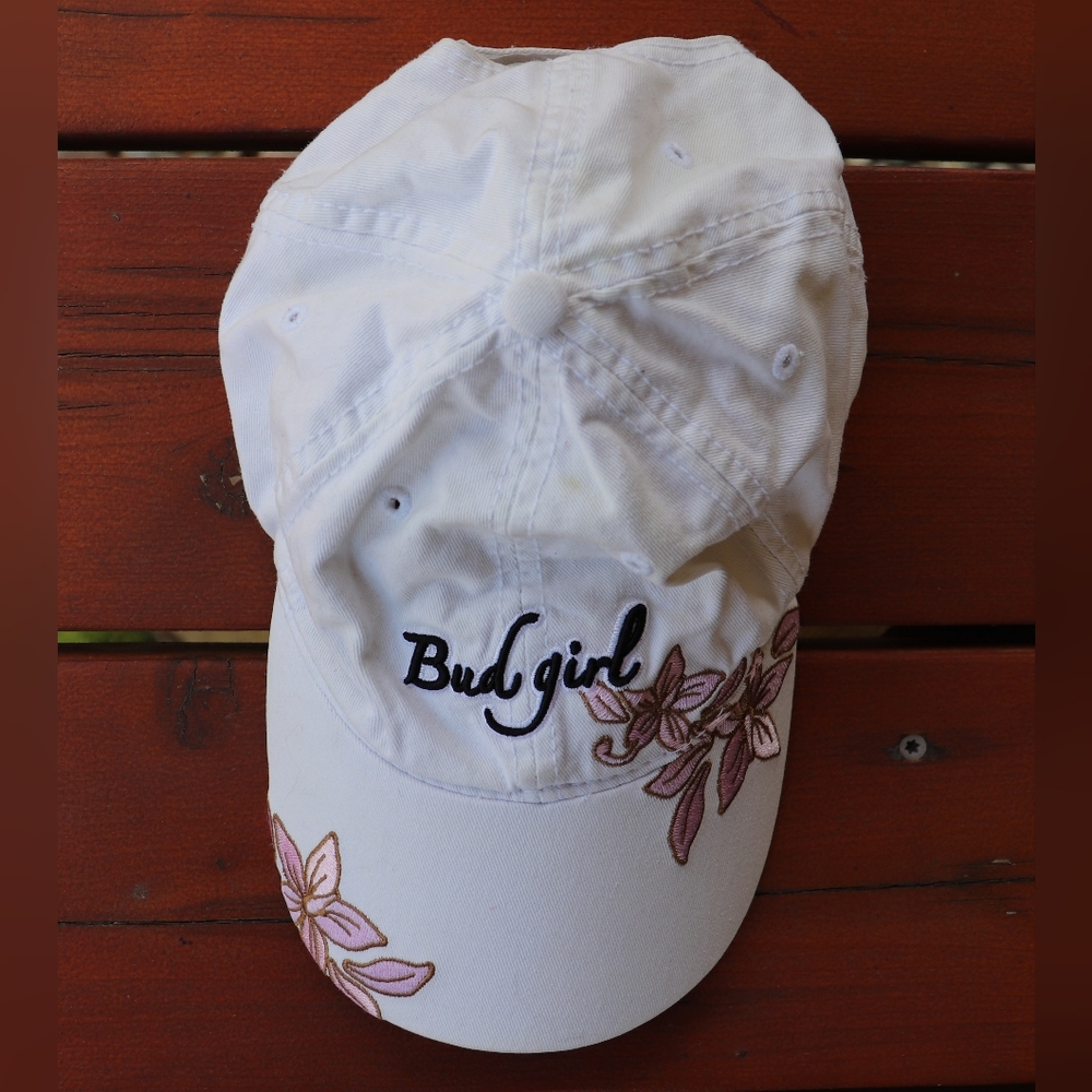 Budweiser Bud Girl White & Pink Velcro Back Cap